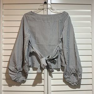 Striped tied front shirt